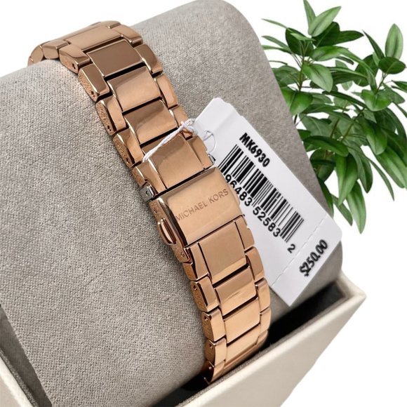 NWT MICHAEL KORS Kacie Rose-Gold Tone Navy Dial Crystals MK6930 Watch main image 5